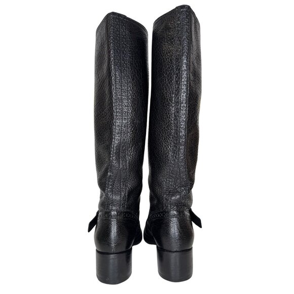 Miu Miu Size 36,5 Riding Boots Black Pebbled Leather - Picture 6 of 11